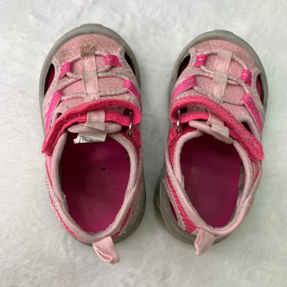 Osh Kosh Girls 6M Water Shoes Pink Glitter Bungee Open Hiking Walking Camping